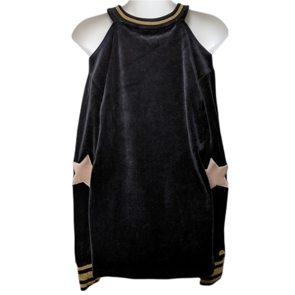 NWT C&C CALIFORNIA Cut Out Cold Shoulder Star Velour Pullover M - Picture 6 of 9